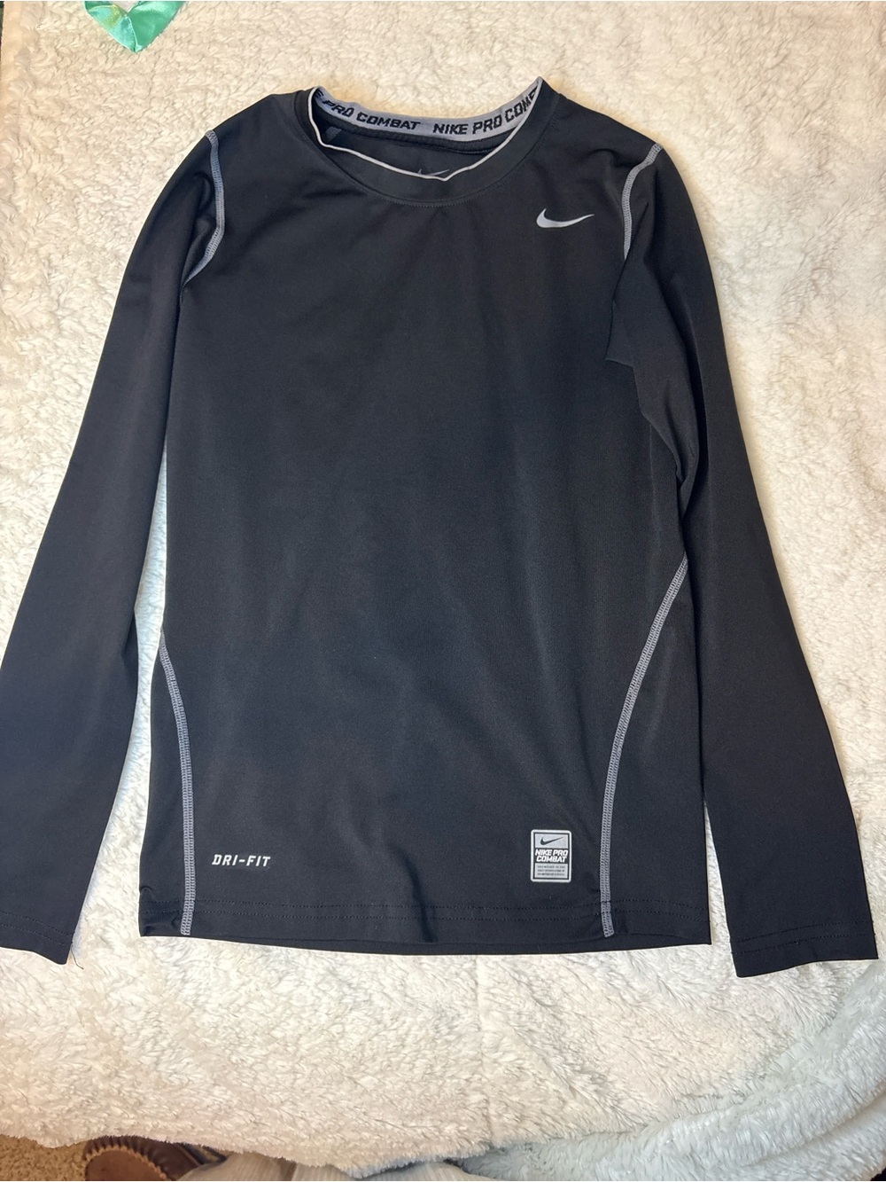 Nike Boys Black Long-Sleeve Dri-FIT Compression Shirt
